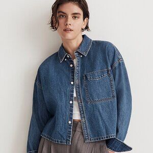 Madewell Denim Oversized Button-Down Shirt in Sander Wash Size L